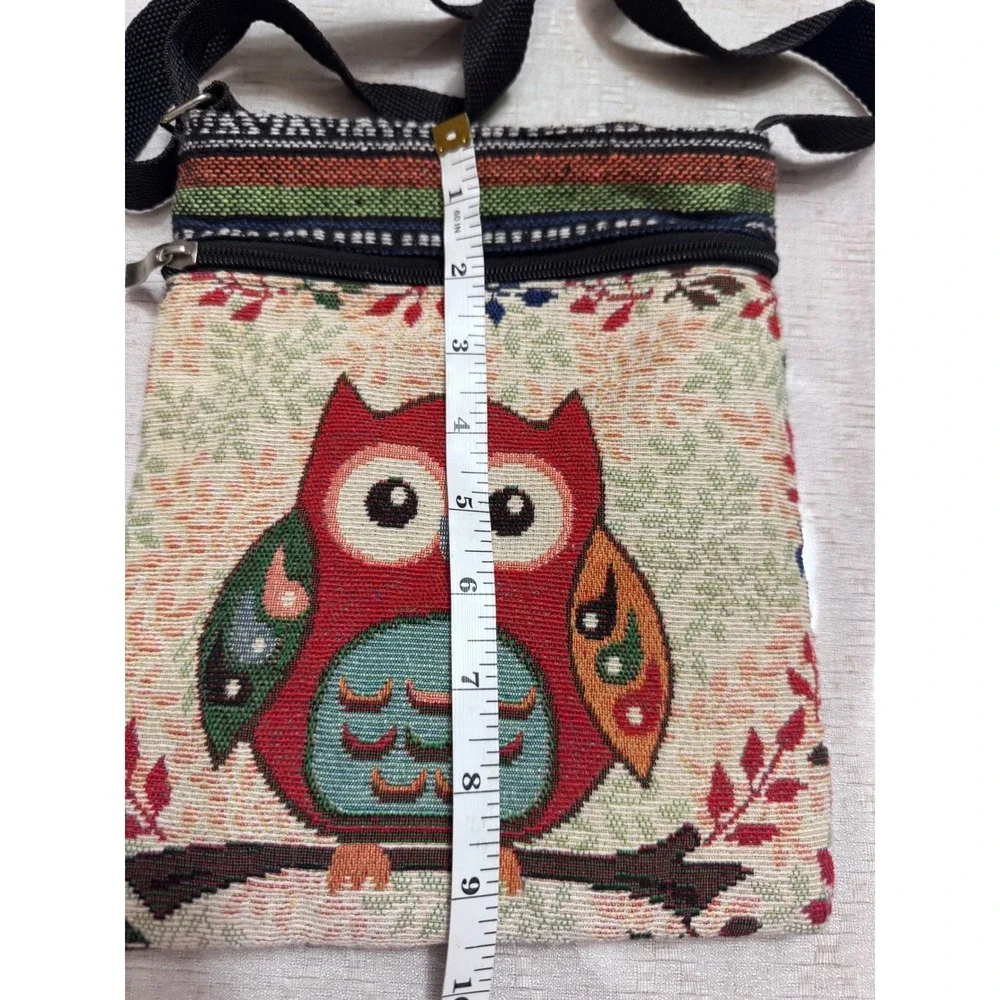 Boho Owl Crossbody Fall Bag | Colorful Woven‎ Tapestry | Eclectic Bohemian Style